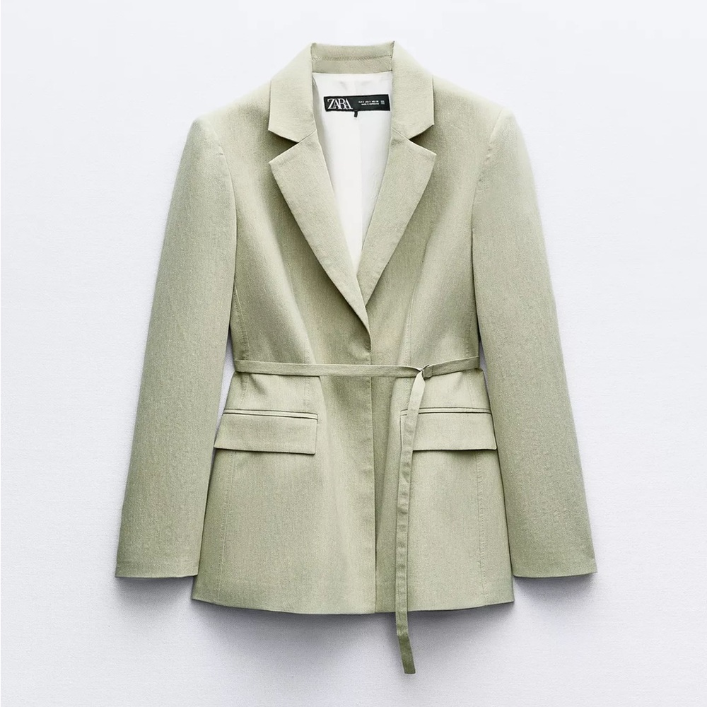 Zara Women's Light Olive Belted Blazer